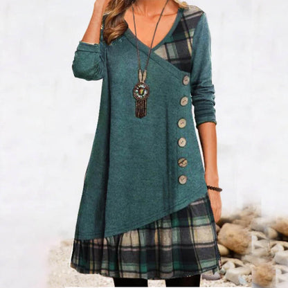 🍂【S-3XL】2024 nova karirana haljina dugih rukava 