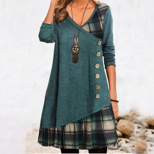 🍂【S-3XL】2024 nova karirana haljina dugih rukava 